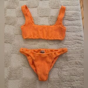 Orange Crinkle Textured Bikini Set